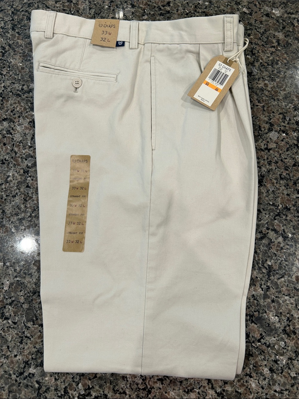 Chaps Men's Light Khaki Chinos - Pleated Front